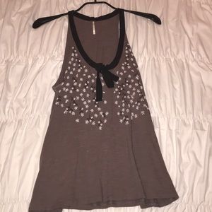 Free People purple shirt ,small flower beads